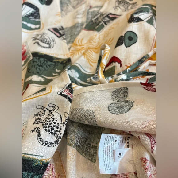 Reformation Carmelo Linen Wrap Mini Dress in Vacaciones Size XS - Picture 10 of 13